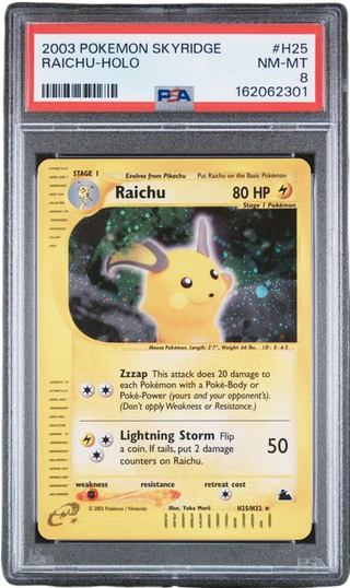 PSA 8 RAICHU HOLO SKYRIDGE
