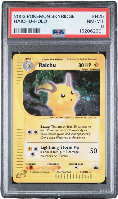 PSA 8 RAICHU HOLO SKYRIDGE