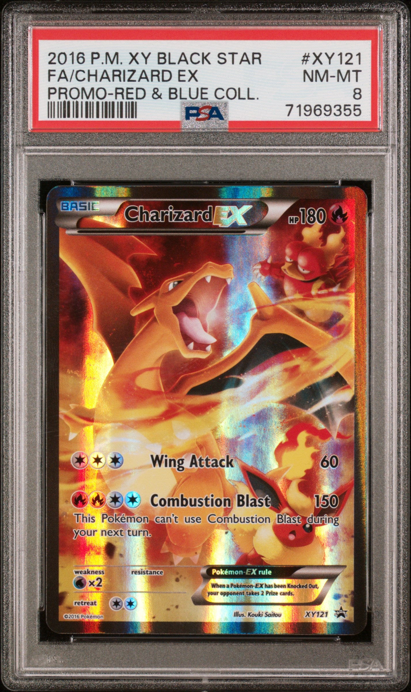 PSA 8 FA/CHARIZARD EX PROMO-RED & BLUE COLL.