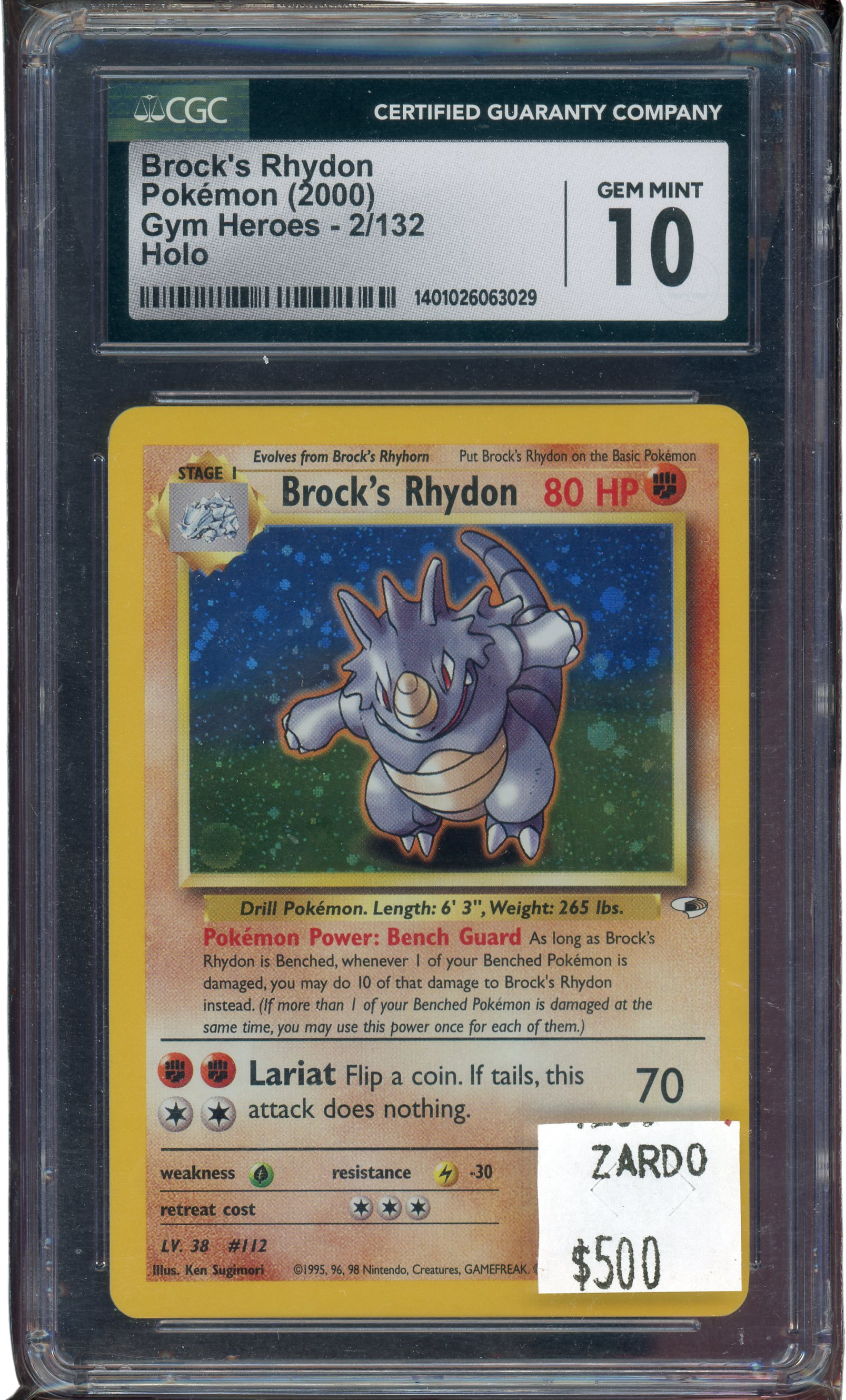 CGC 10 BROCK'S RHYDON HOLO GYM HEROES
