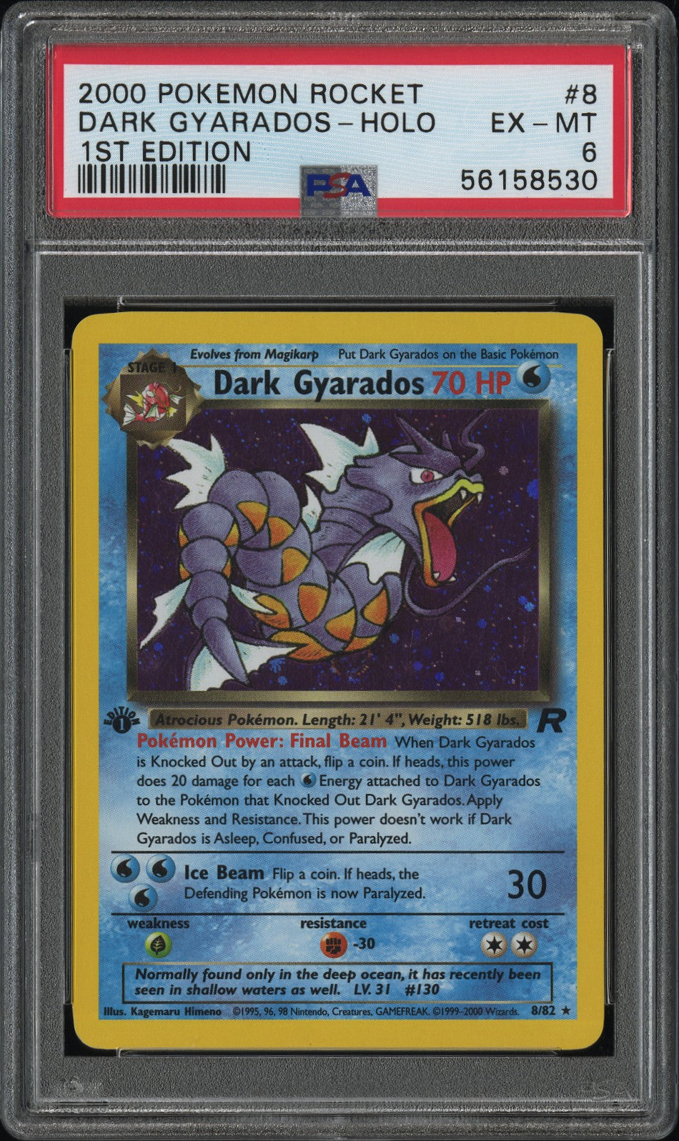 PSA 6 DARK GYARADOS-HOLO 1ST EDITION