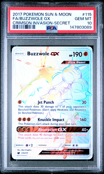 PSA 10 FA/BUZZWOLE GX CRIMSON INVASION-SECRET
