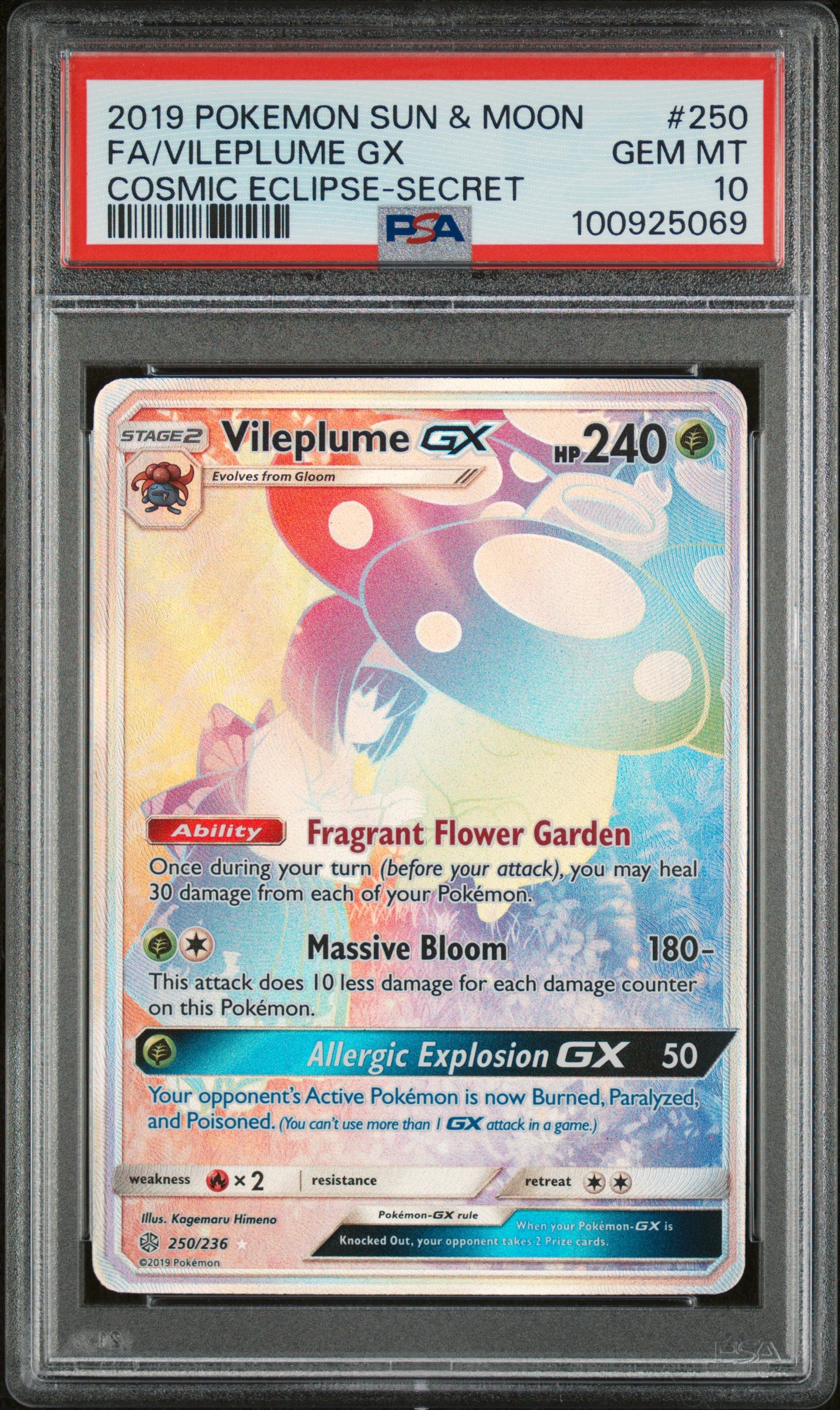 PSA 10 FA/VILEPLUME GX COSMIC ECLIPSE-SECRET