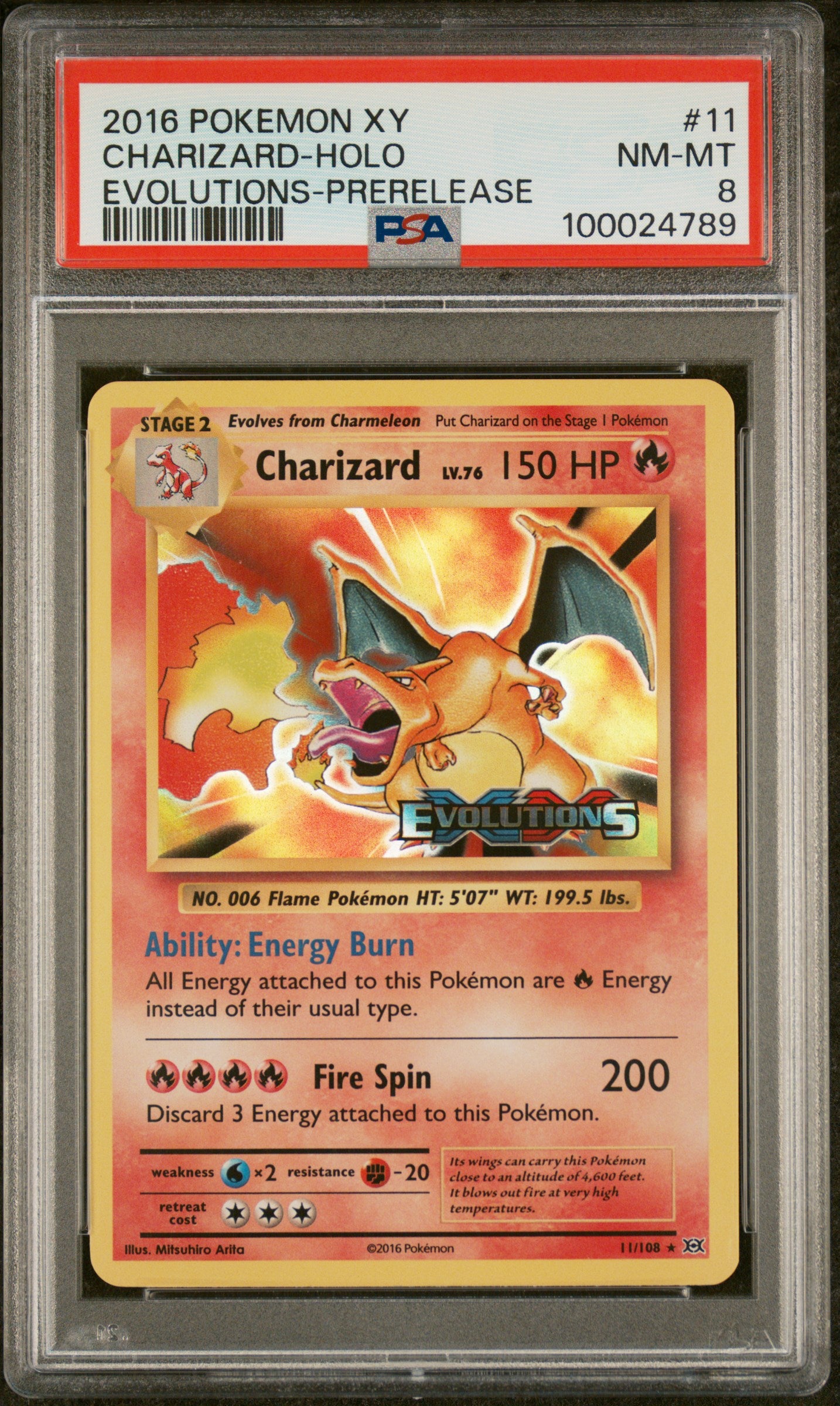 PSA 8 CHARIZARD-HOLO EVOLUTIONS-PRERELEASE