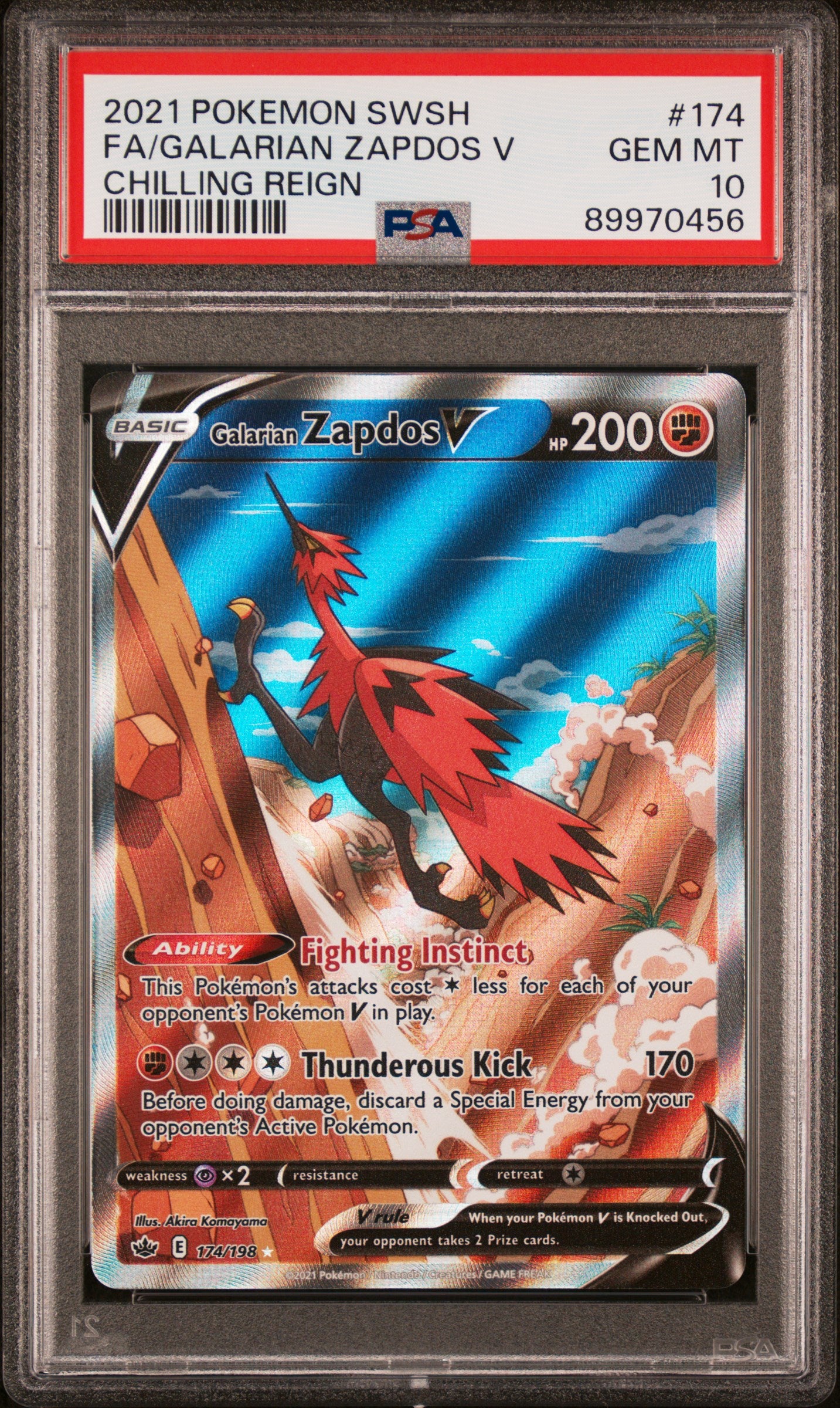 PSA 10 FA/GALARIAN ZAPDOS V CHILLING REIGN