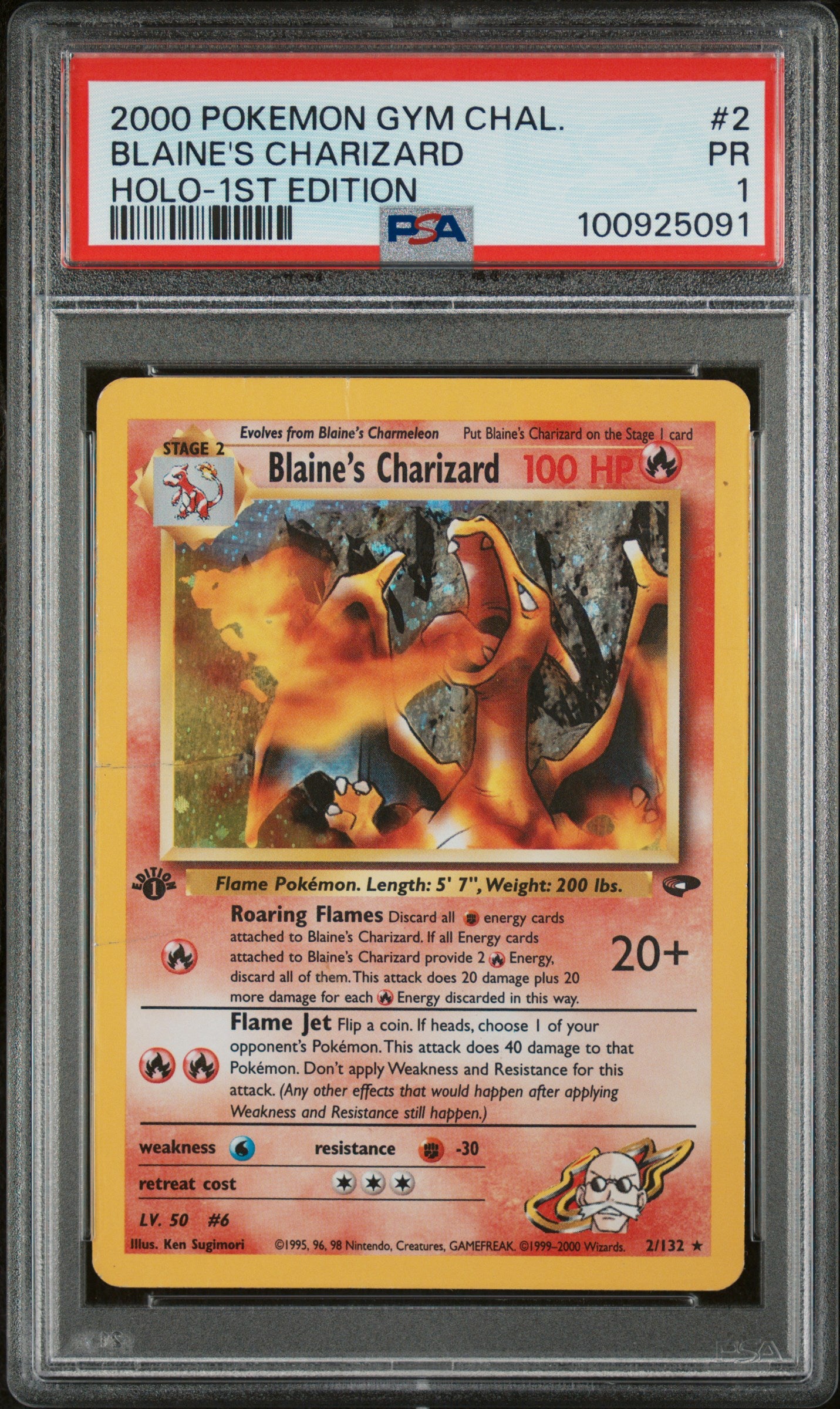 PSA 1 BLAINE'S CHARIZARD HOLO-1ST EDITION