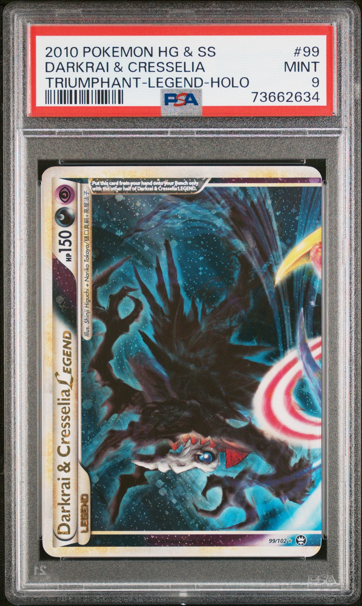 PSA 9 DARKRAI & CRESSELIA TRIUMPHANT-LEGEND-HOLO