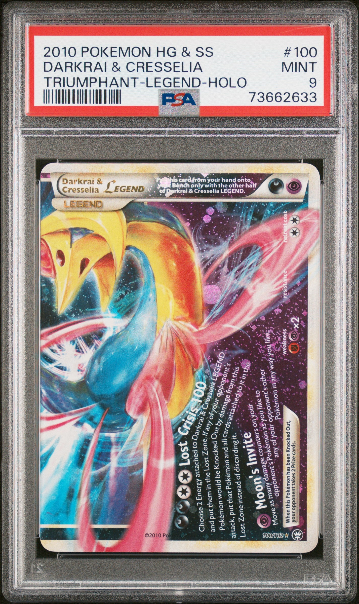 PSA 9 DARKRAI & CRESSELIA TRIUMPHANT-LEGEND-HOLO