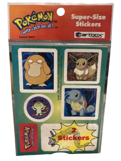 1998 Artbox Pokemon Gengar Super Size Stickers : Gengar, Psyduck, Eevee, Squirtle and more