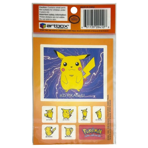 1998 Artbox Pokemon Pikachu, Ivysaur Super Size Stickers : Lots of Pikachu, Snorlax and Bubasaur