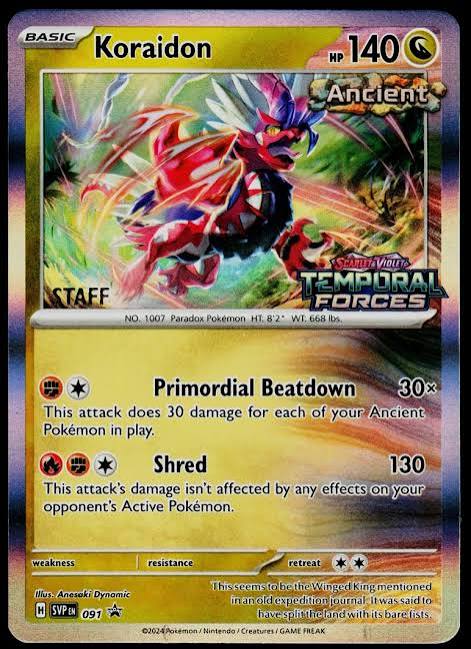 Koraidon - Scarlet & Violet Temporal Forces - Pre release STAFF Promo - SVP 091 (NM)
