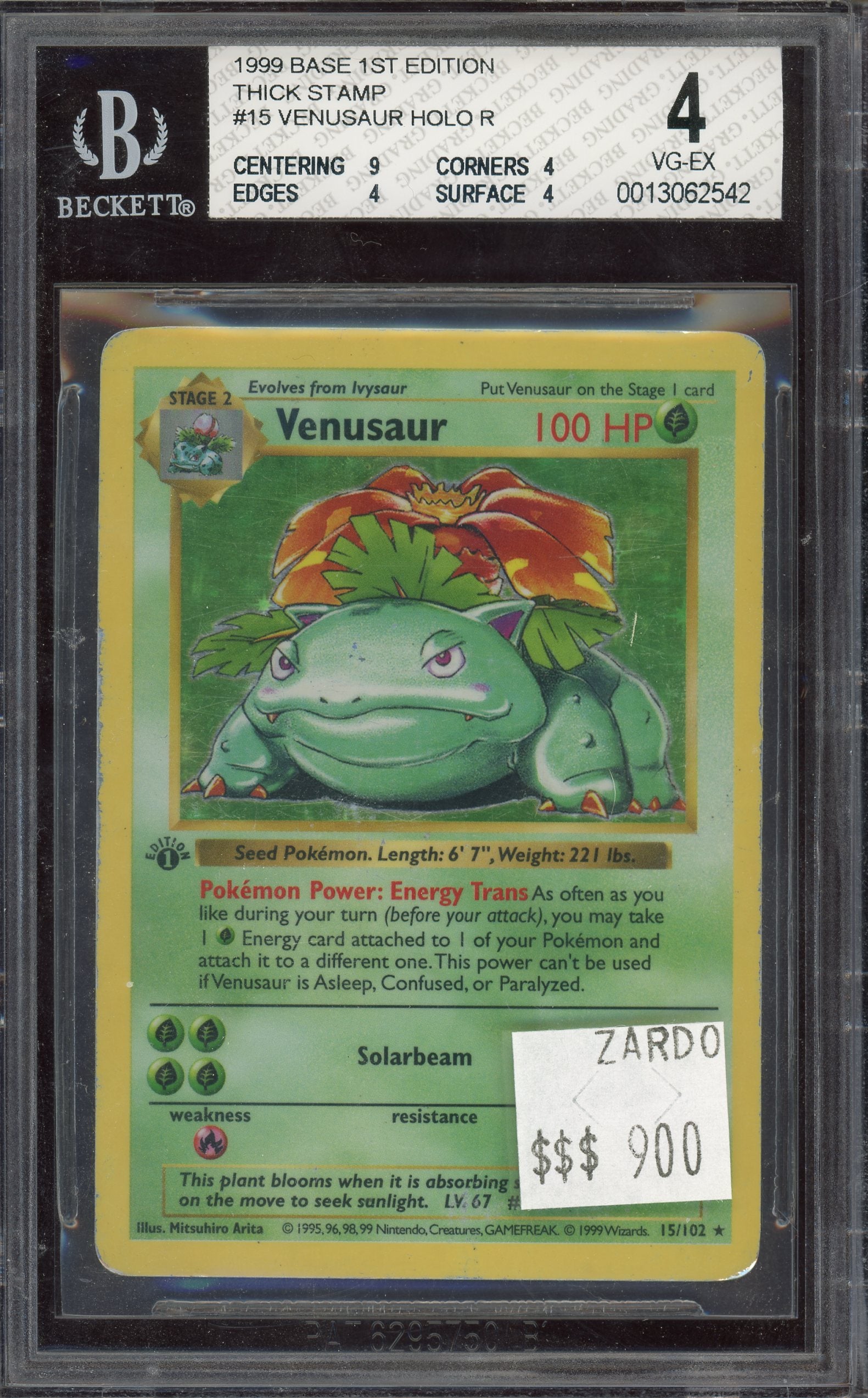 BGS 4 Venusaur Holo R 1st Edition