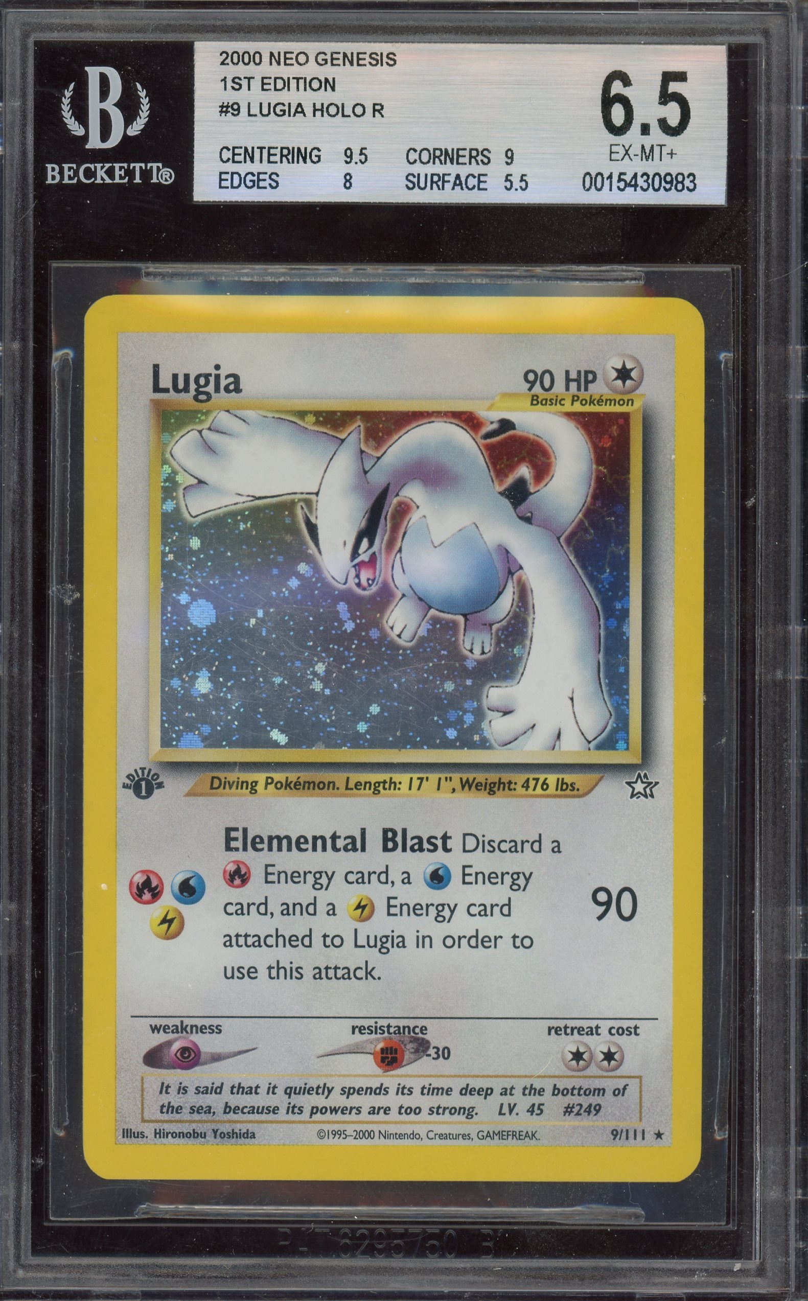 BGS 6.5 Lugia Holo R 1st Edition