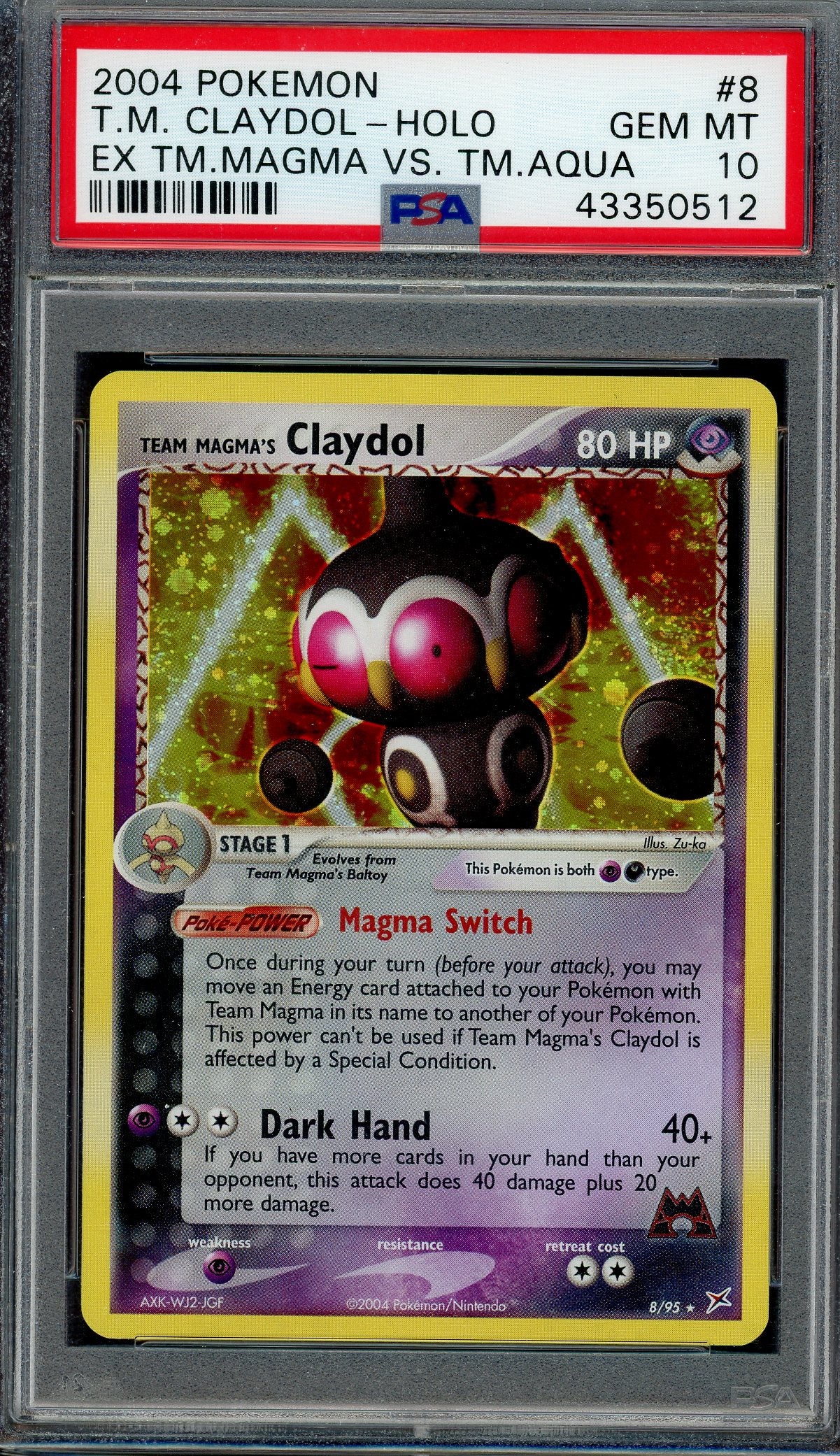 PSA 10 MAGMA'S CLAYDOL-HOLO