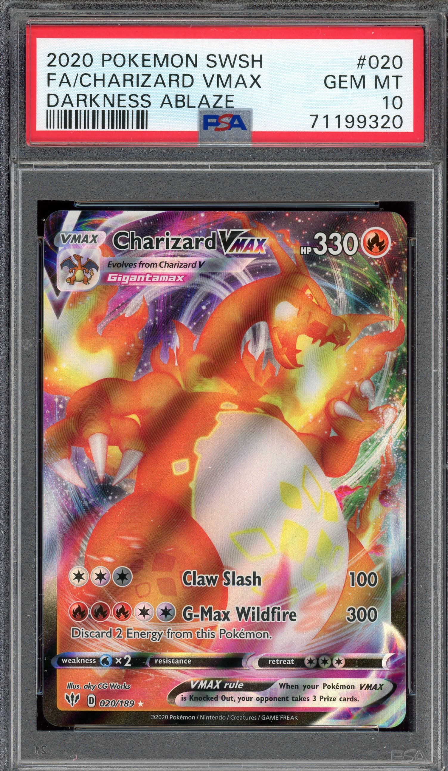PSA 10 FA/CHARIZARD VMAX DARKNESS ABLAZE
