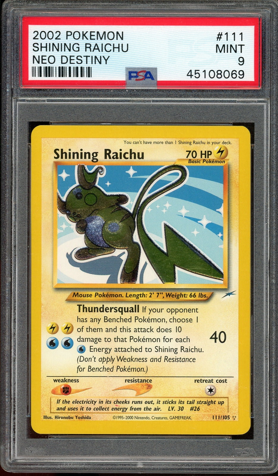 PSA 9 Shining Raichu Neo Destiny Unlimited