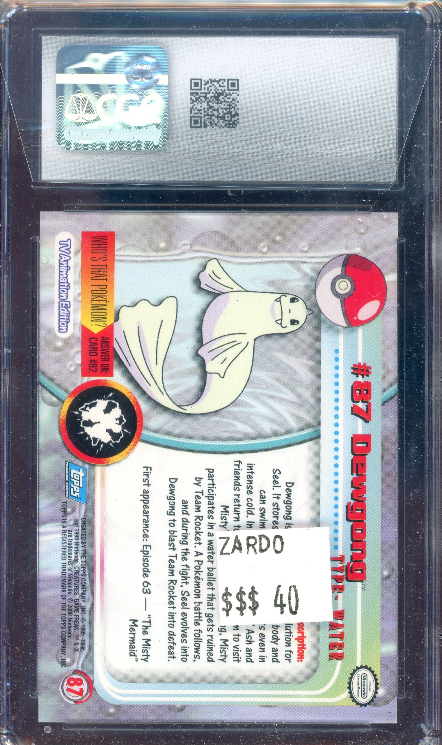 CGC 8 DEWGONG TOPPS SILVER FOIL