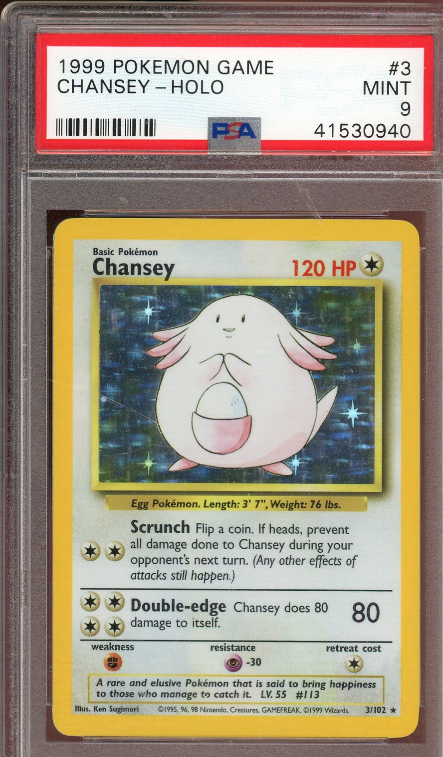 PSA 9 Chansey Base Set Unlimited