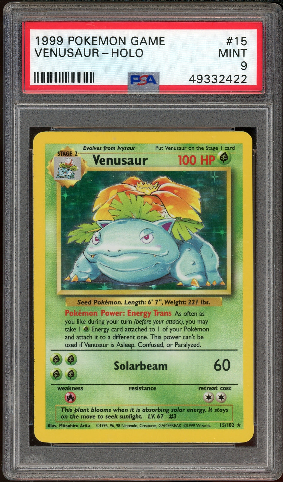 PSA 9 Venusaur Base Set Unlimited