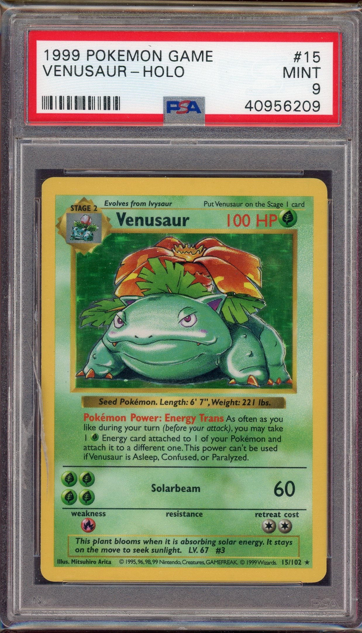 PSA 9 VENUSAUR-HOLO (SLAB IS CRACKED)