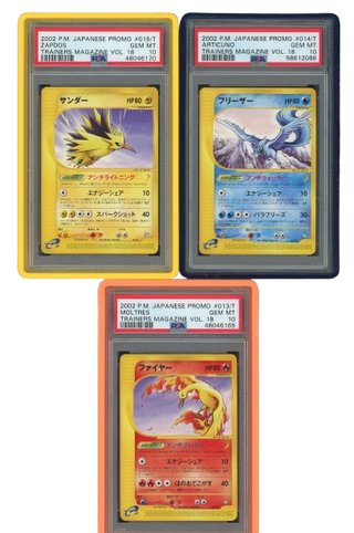 PSA 10 ZAPDOS & ARTICUNO & MOLTRES TRAINERS MAGAZINE VOL. 18 TRIO