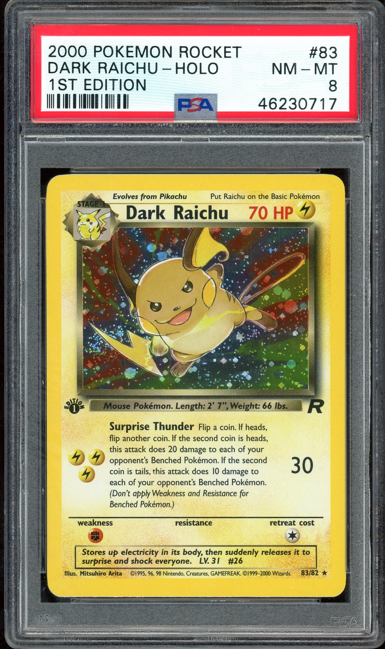 PSA 8 DARK RAICHU-HOLO 1ST EDITION