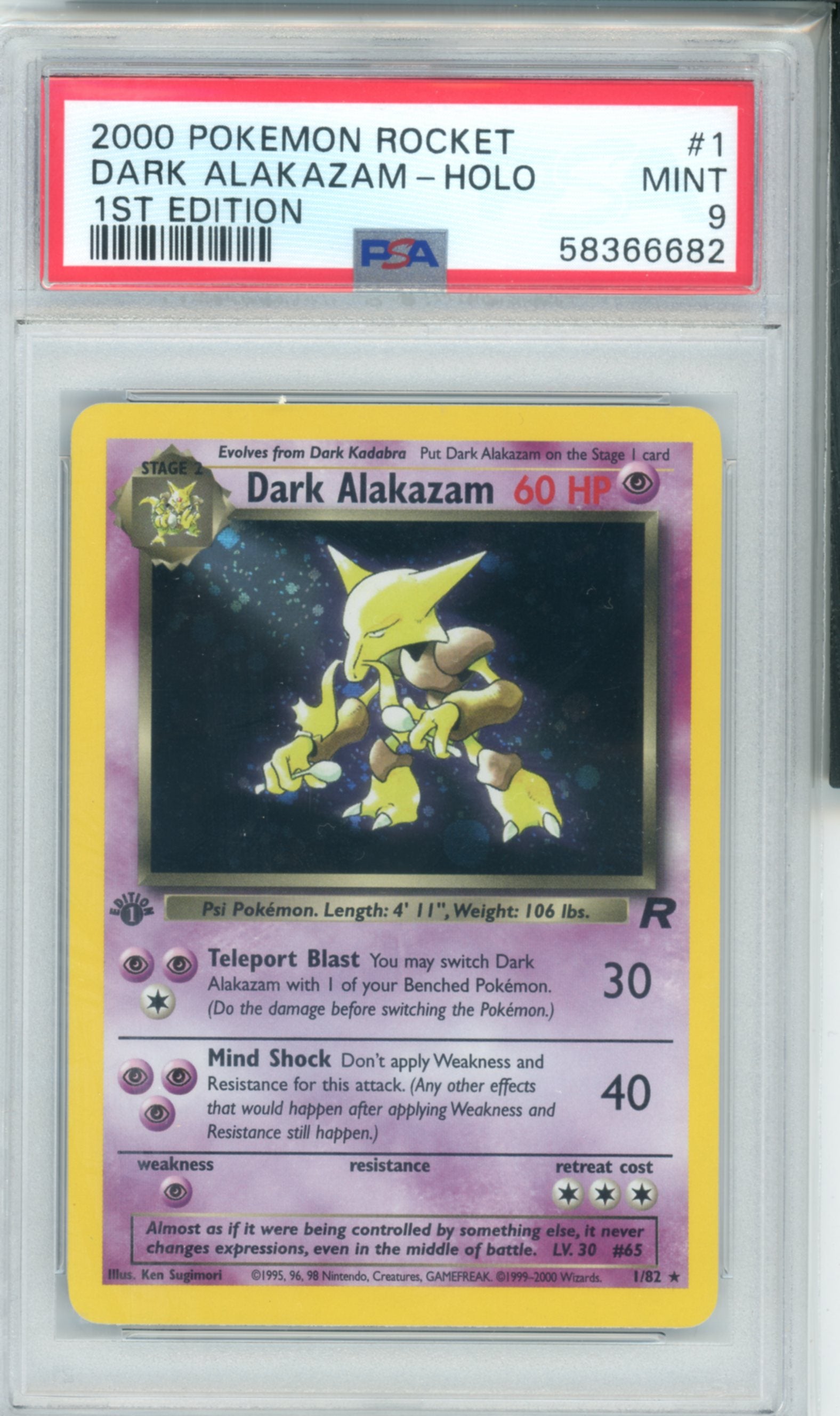 PSA 9 DARK ALAKAZAM-HOLO 1ST EDITION