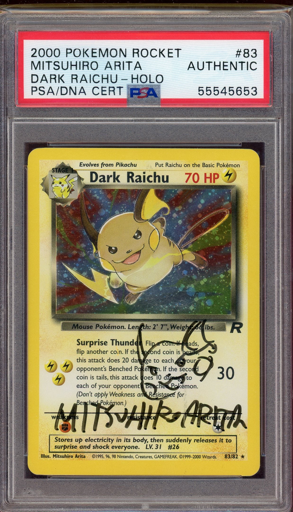 PSA AUTHENTIC DARK RAICHU-HOLO DARK RAICHU-HOLO