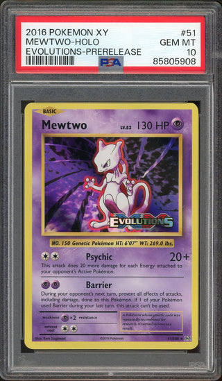 PSA 10 Mewtwo Evolutions Prerelease Stamp