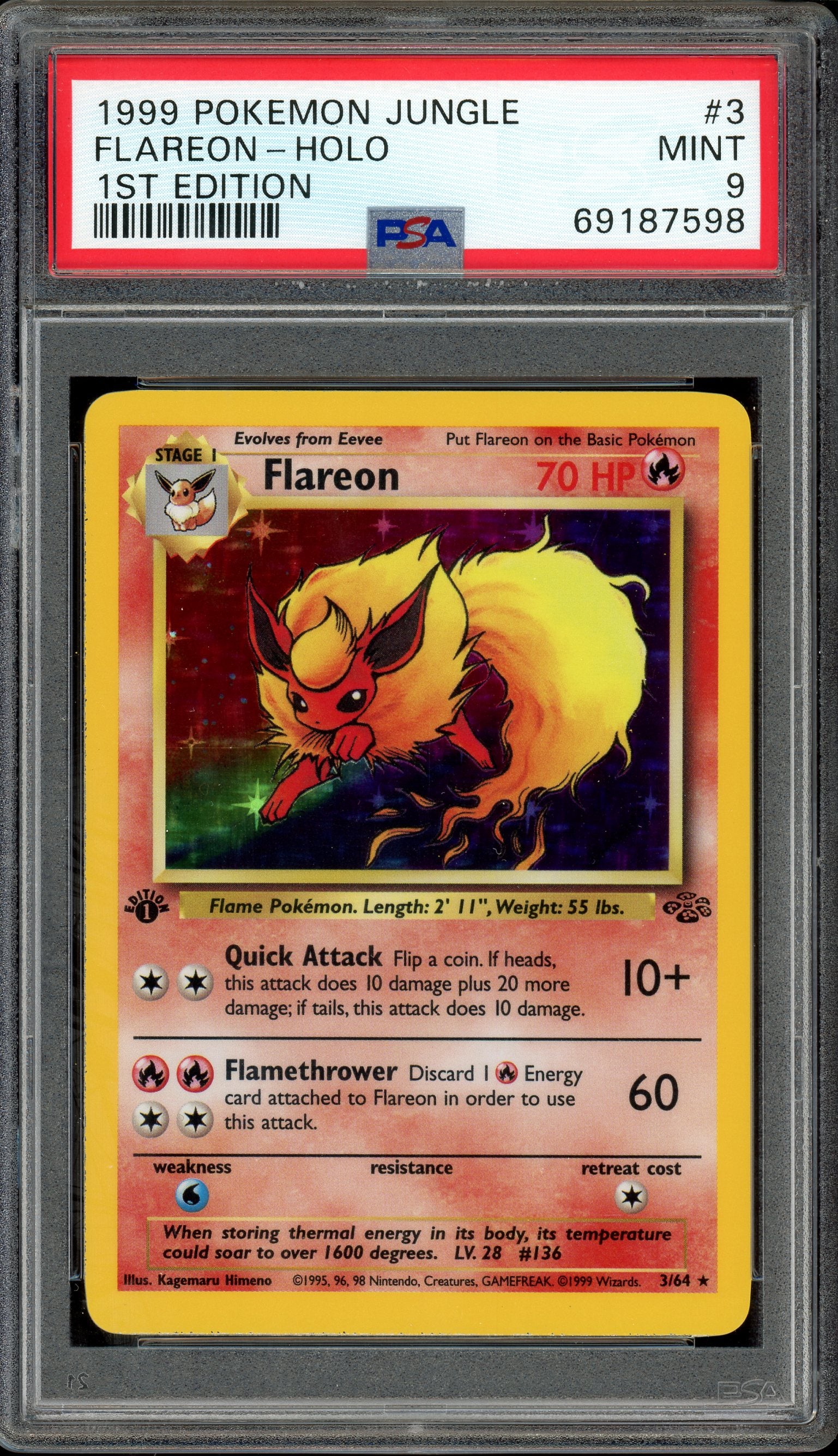 PSA 9 FLAREON-HOLO 1ST EDITION