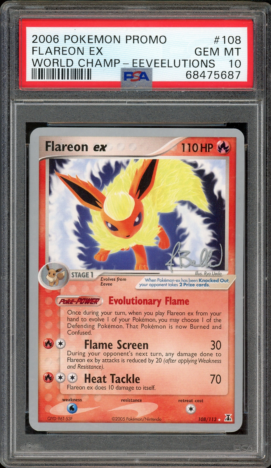 PSA 10 FLAREON EX WORLD CHAMP-EEVEELUTIONS