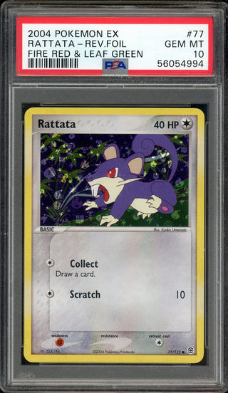 PSA 10 DARK RATTATA-REV.FOIL FIRE RED & LEAF GREEN