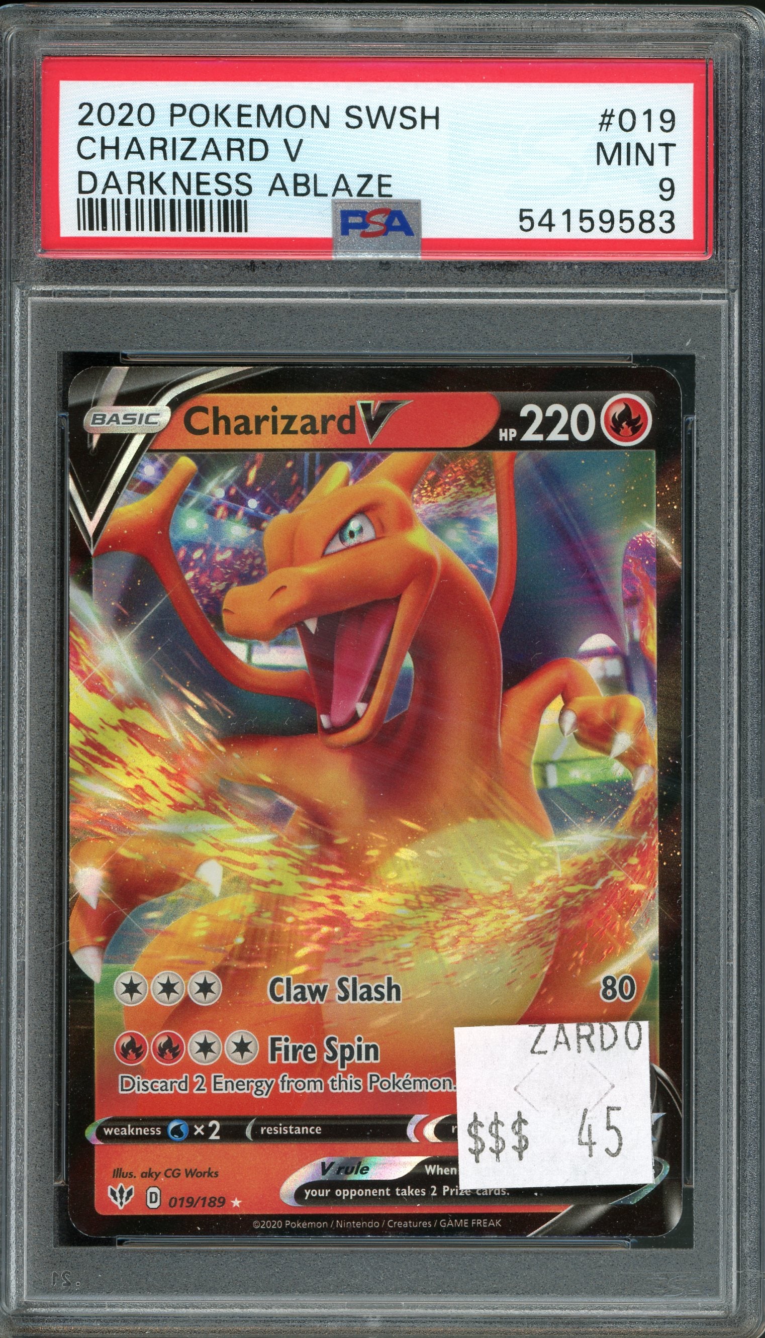 PSA 9 CHARIZARD V DARKNESS ABLAZE