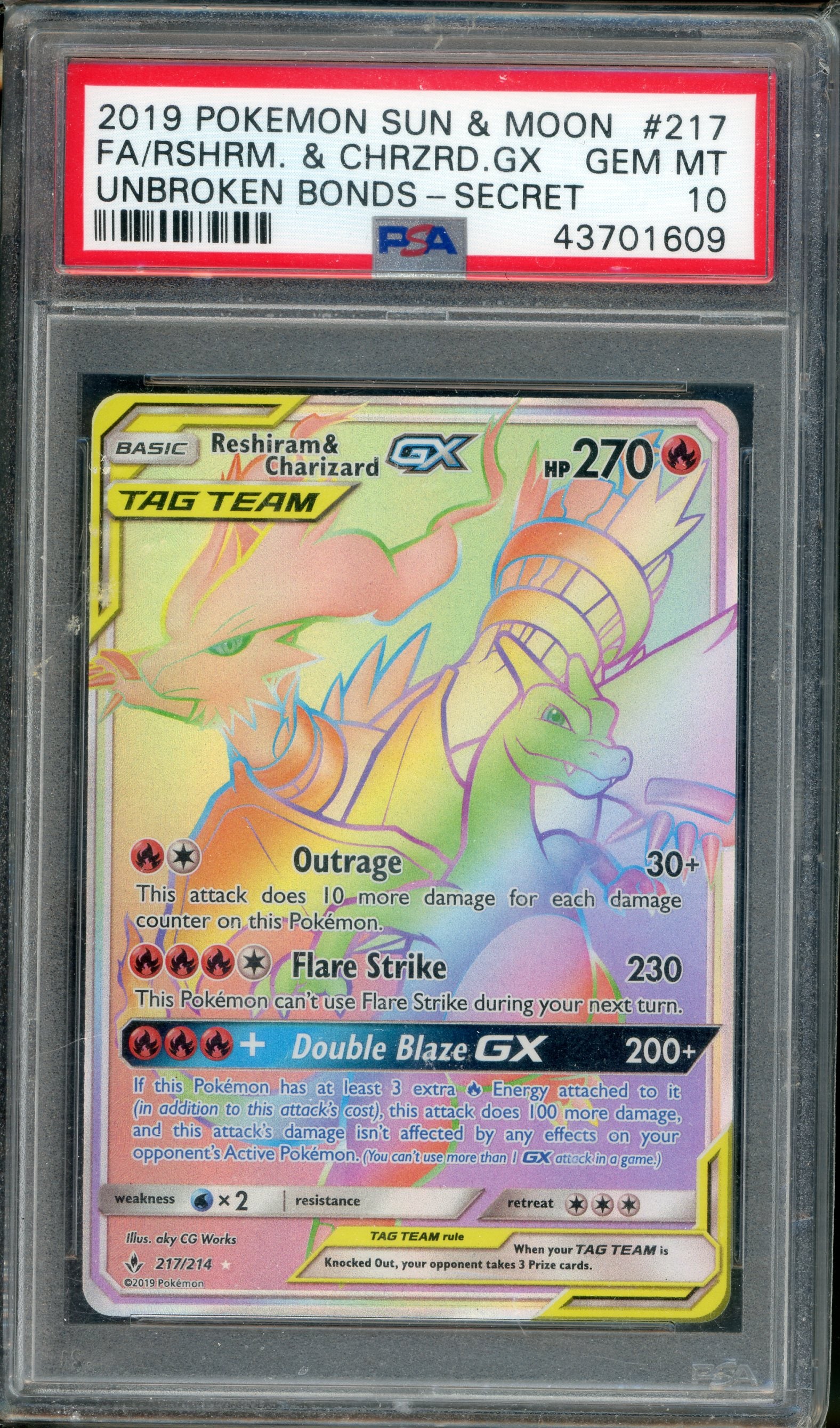 PSA 10 RESHRM. & CHARZRD.GX UNBROKEN BONDS-SCRT-FA