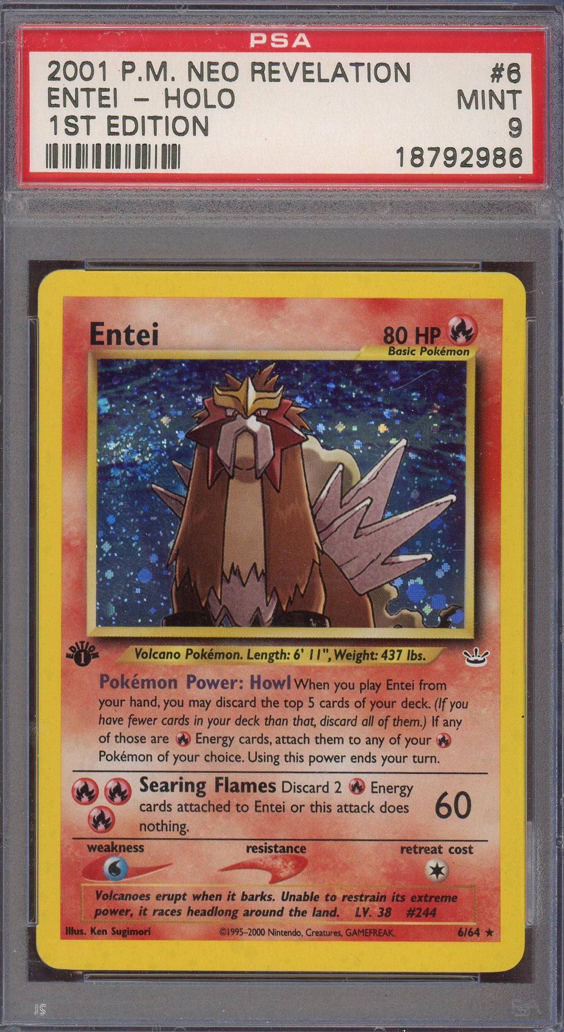 PSA 9 Entai - Holo 1st Edition