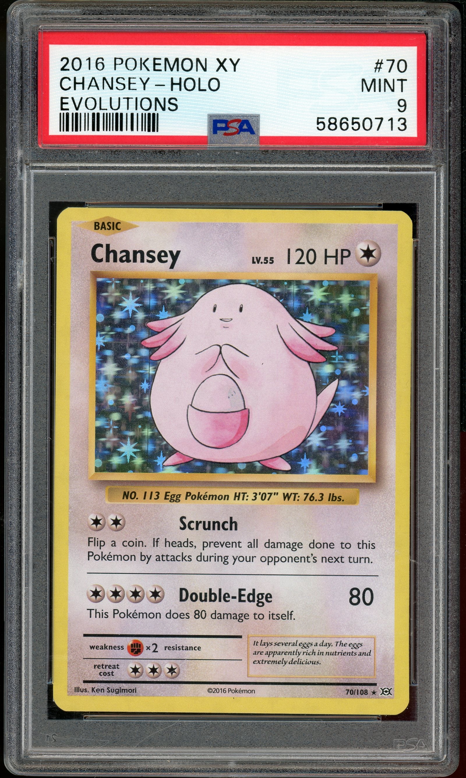 PSA 9 CHANSEY-HOLO EVOLUTIONS