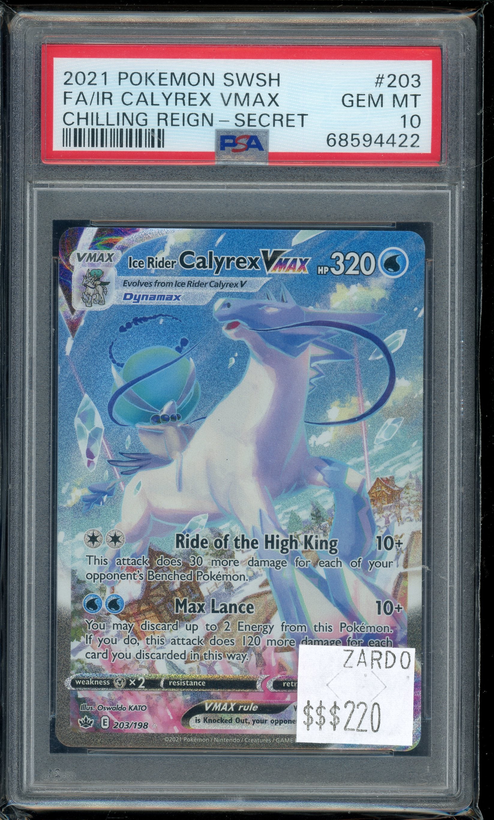PSA 10 FA/IR CALYREX VMAX CHILLING REIGN-SECRET
