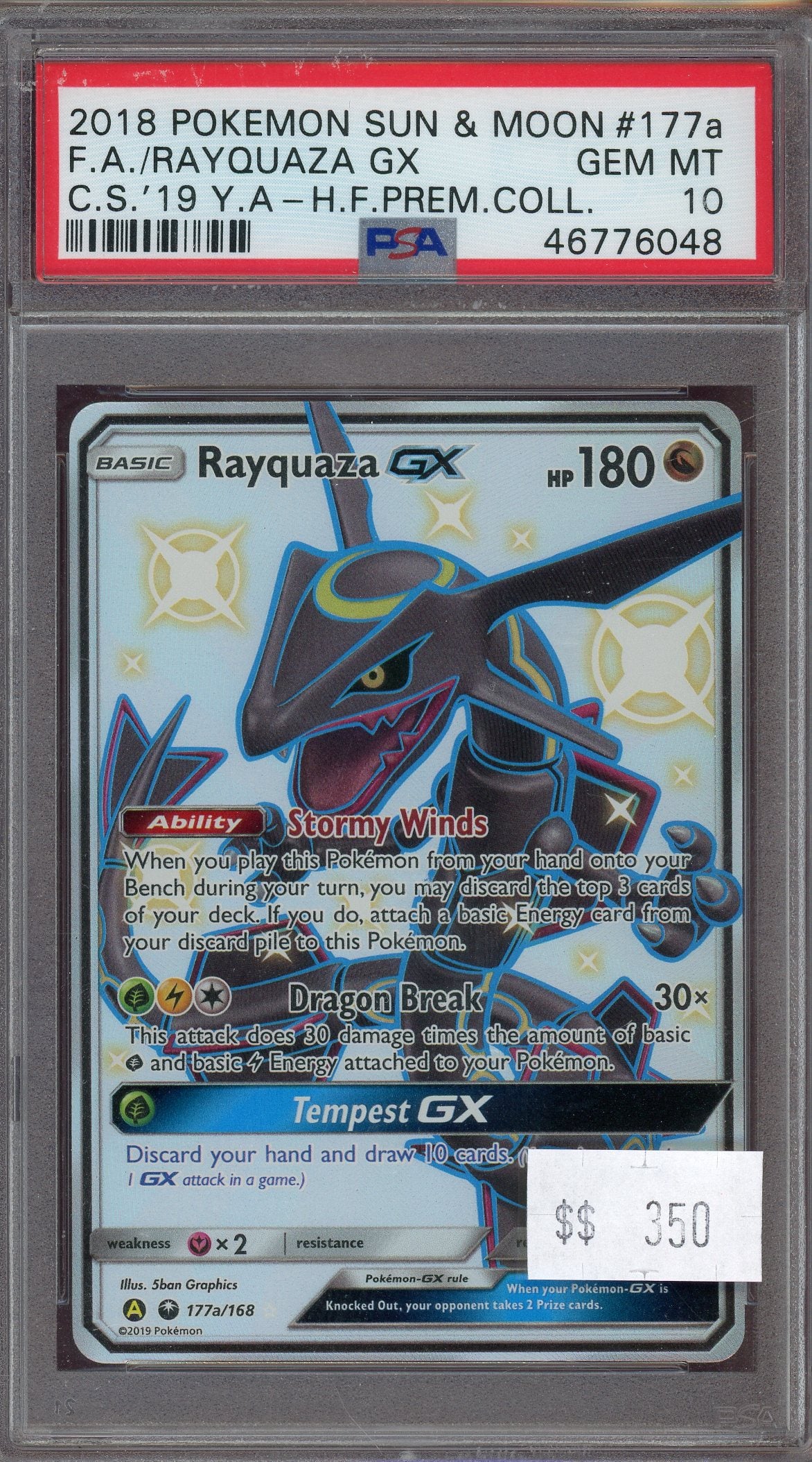 PSA 10 FA/RAYQUAZA GX C.S.'19 Y.A-H.F.PREM.COLL.