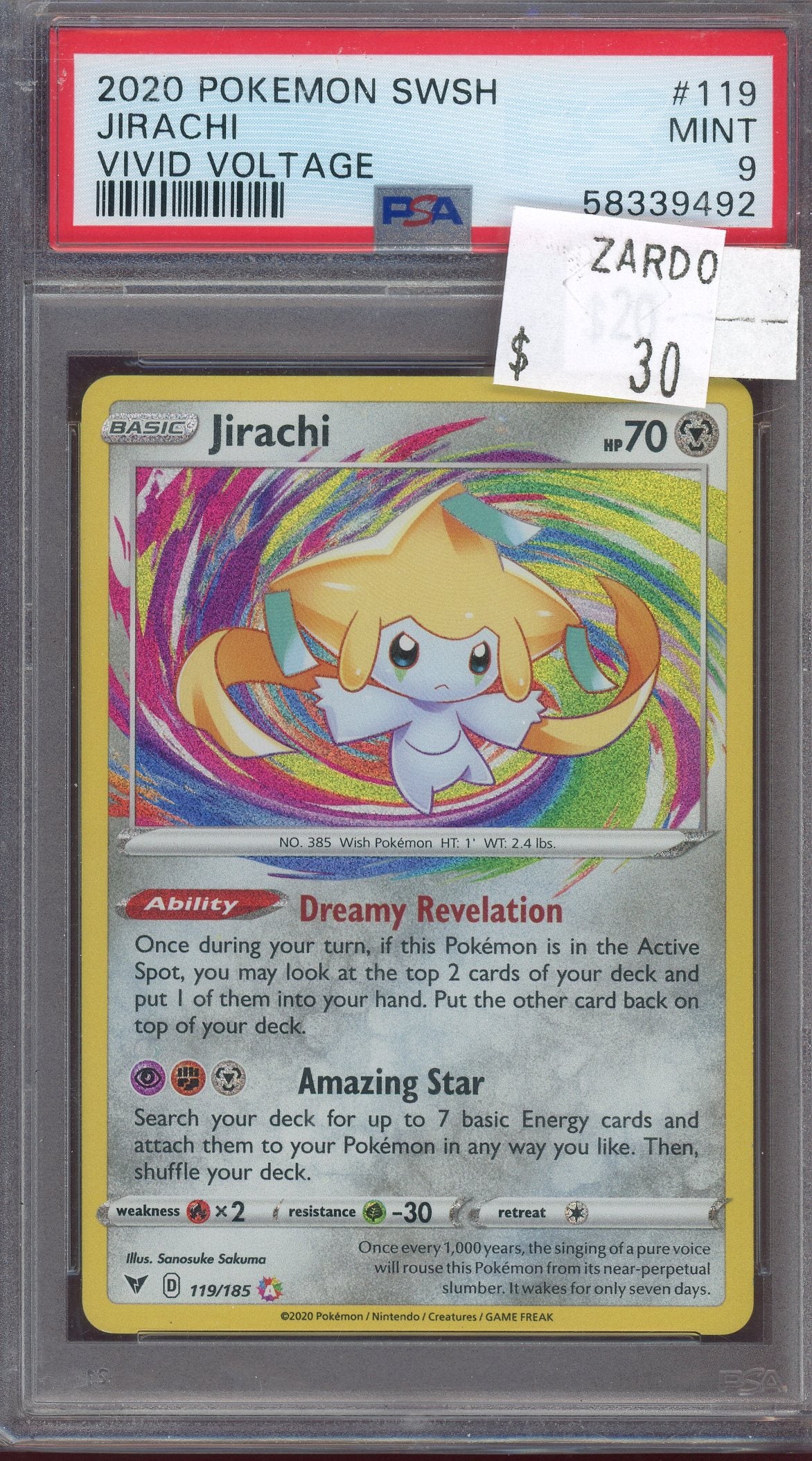 PSA 9 JIRACHI VIVID VOLTAGE