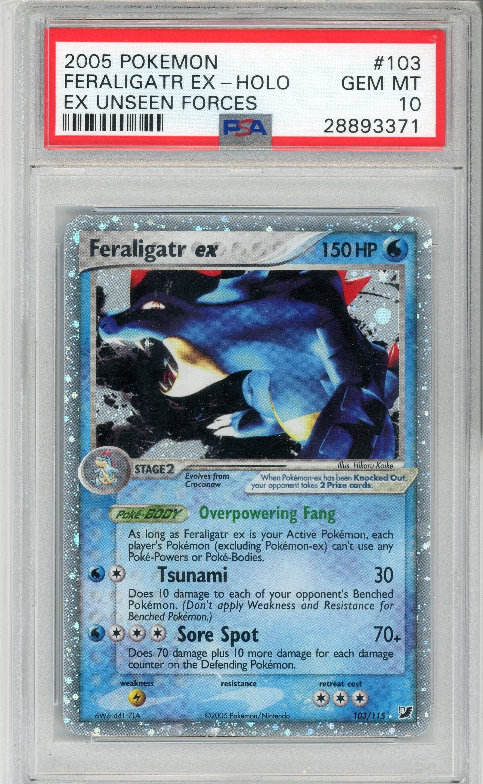 PSA 10 FERALIGATR EX-HOLO UNSEEN FORCES