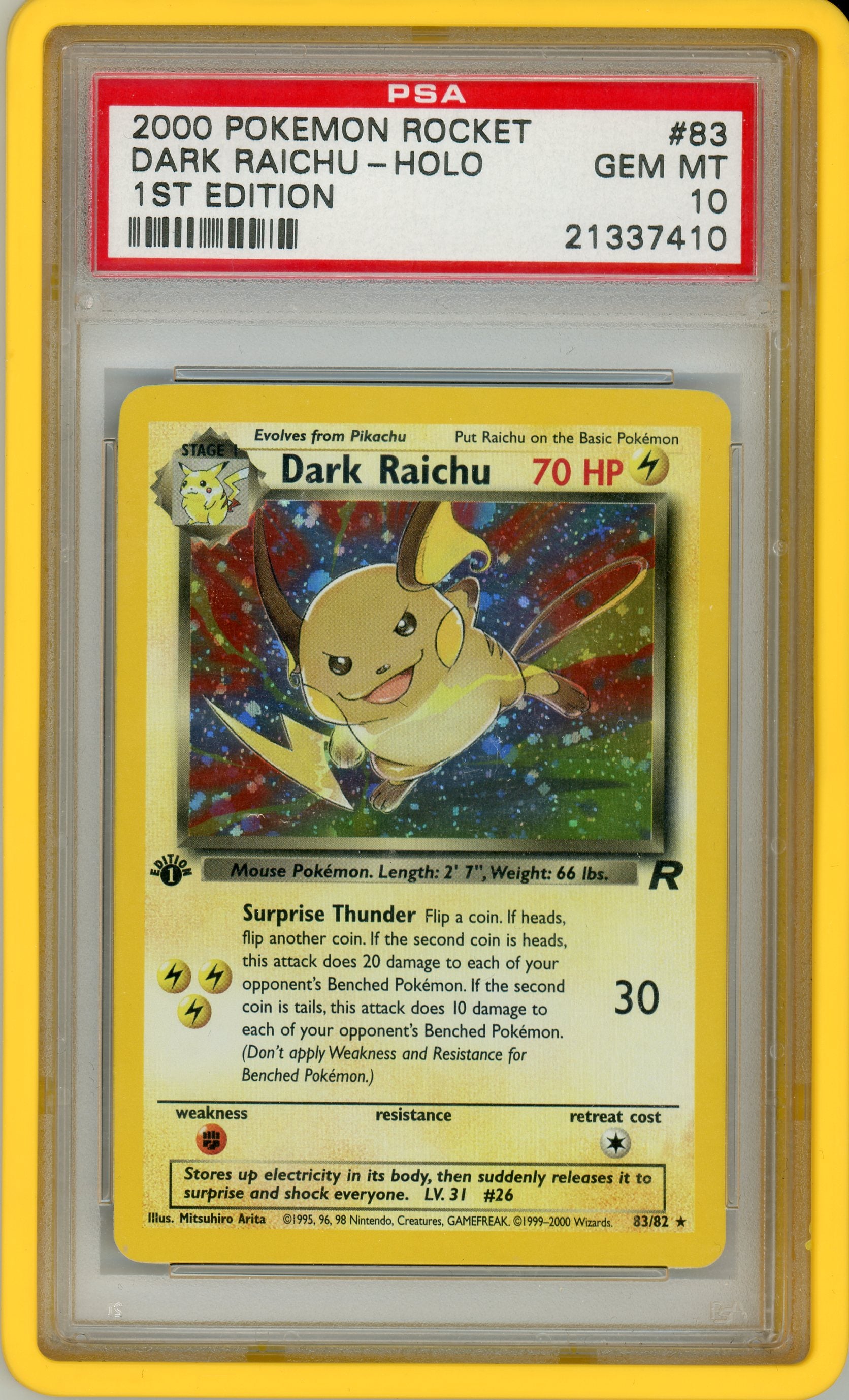 PSA 10 DARK RAICHU-HOLO 1ST EDITION