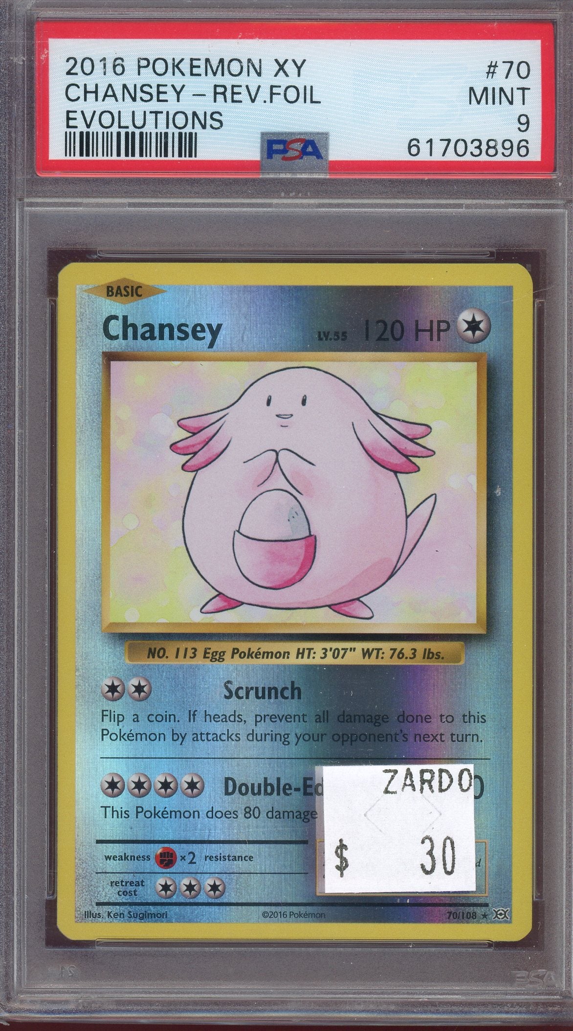 PSA 9 CHANSEY-REV.FOIL EVOLUTIONS