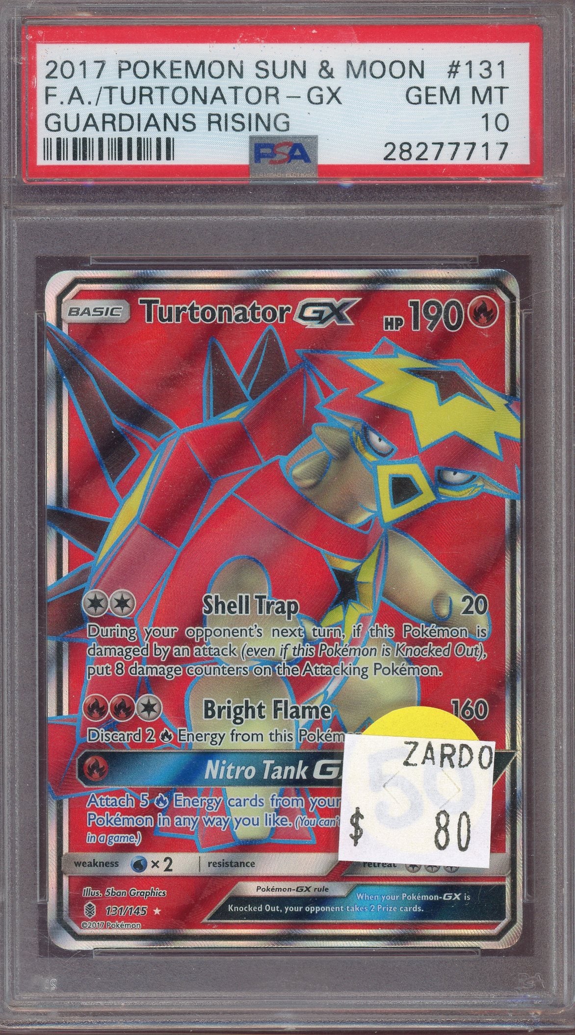 PSA 10 FA/TURTONATOR GX GUARDIANS RISING