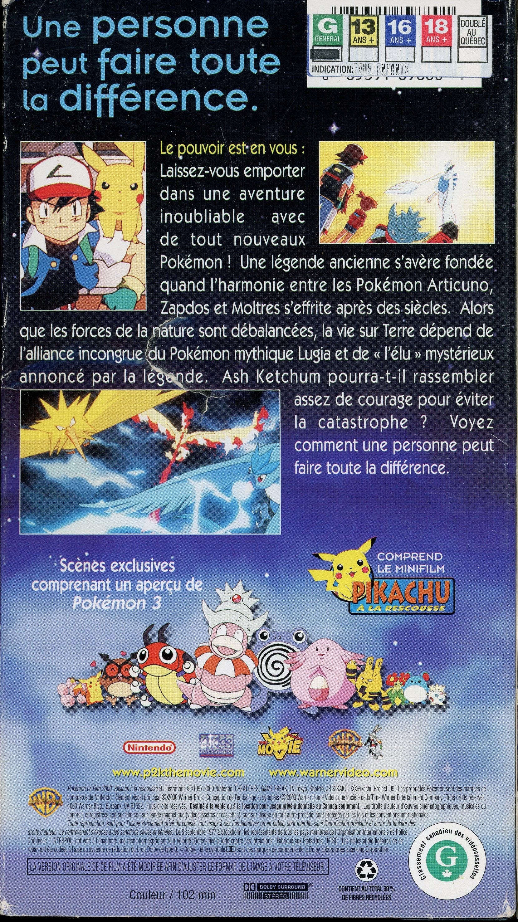 Le Film 2000 Pokémon French Version Tape