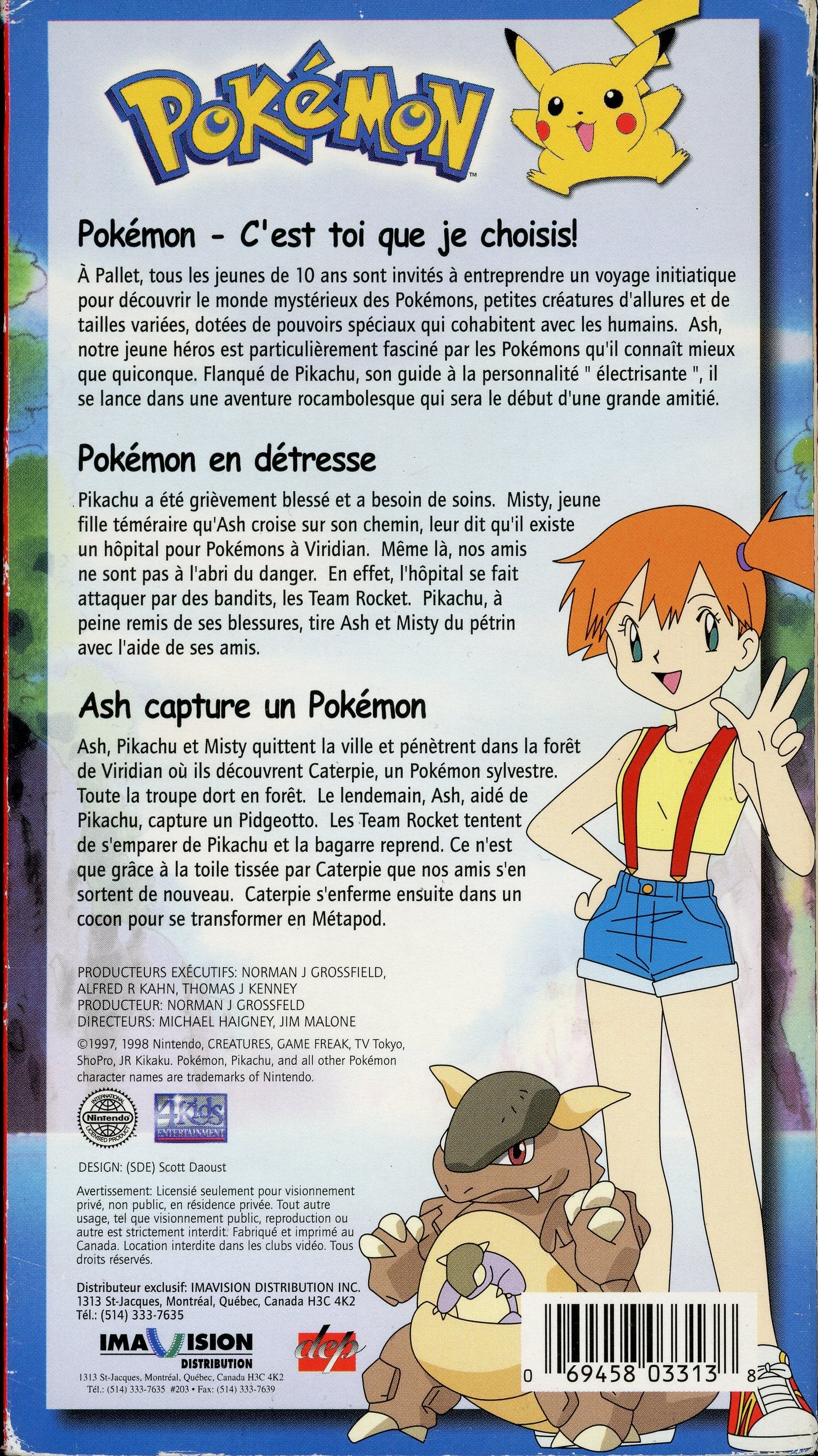 Je te Choisis! Pikachu! Pokémon French Version Tape