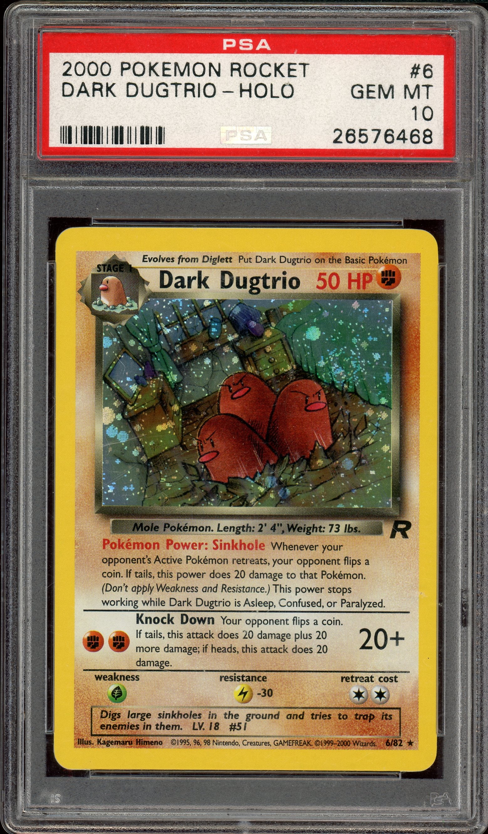 PSA 10 2000 POKEMON ROCKET #6 DARK DUGTRIO-HOLO *POP 34*