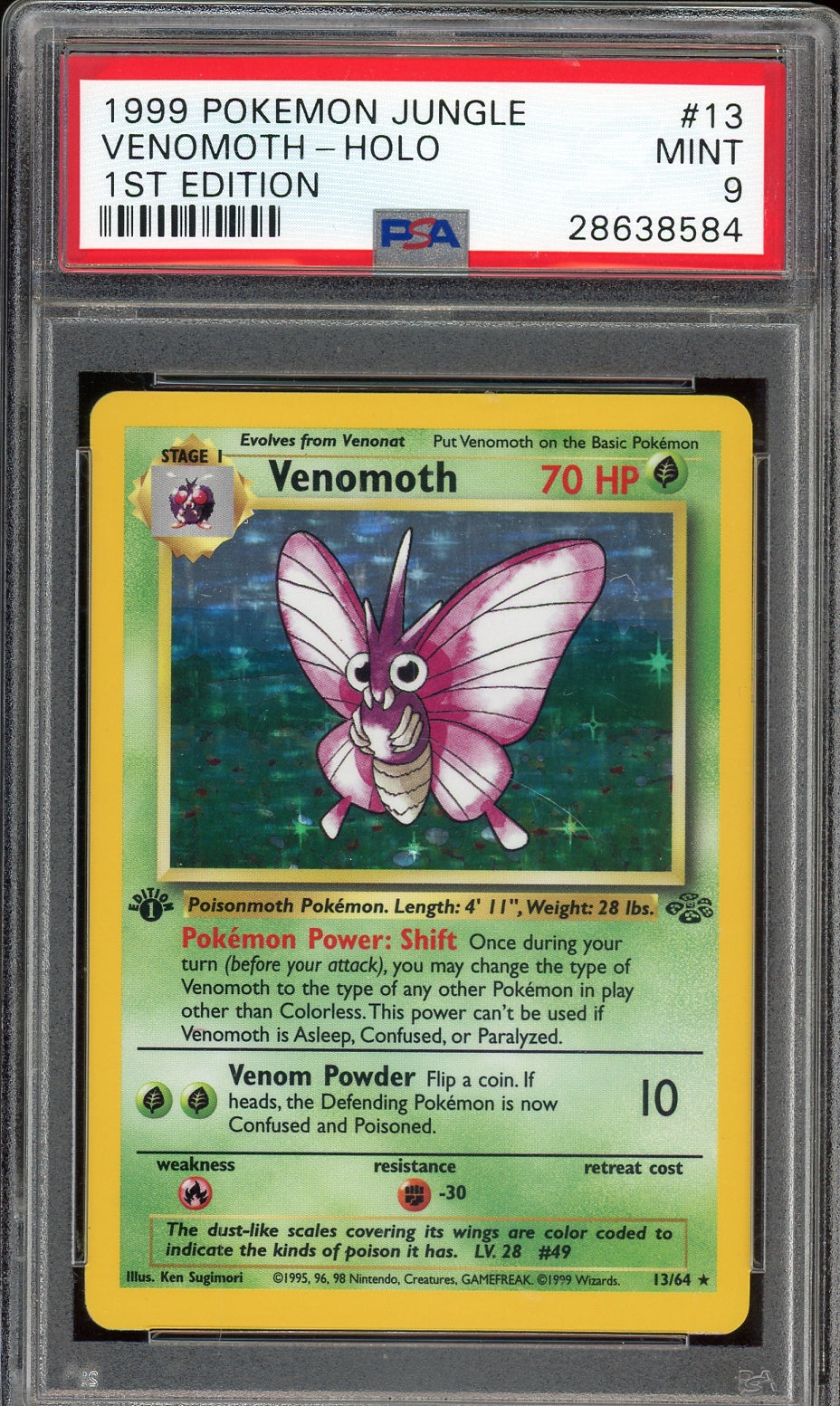 PSA 9 VENOMOTH HOLO JUNGLE 1ST EDITION