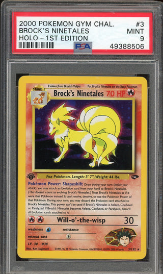 PSA 9 BROCK'S NINETALES HOLO GYM CHALLENGE 1ST EDITION