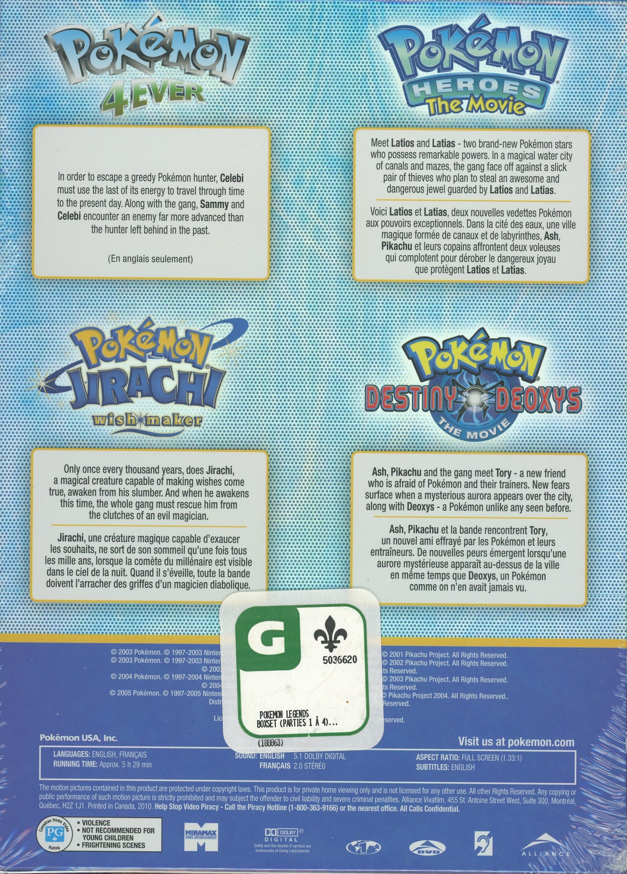 Legends/Légendaires Pokémon French & English 4 Tapes