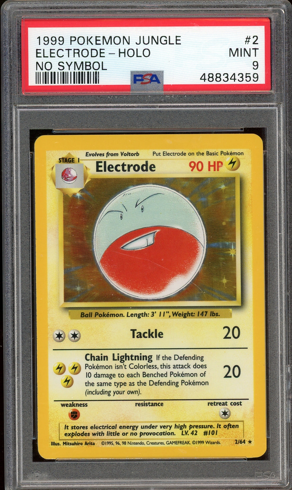 PSA 9 ELECTRODE HOLO JUNGLE *NO SYMBOL*